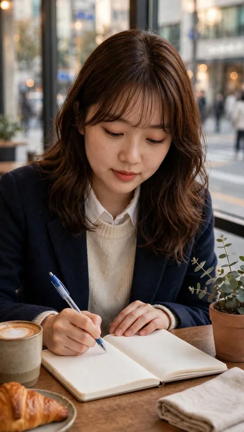 성수동 카페에서 커피를 든 손