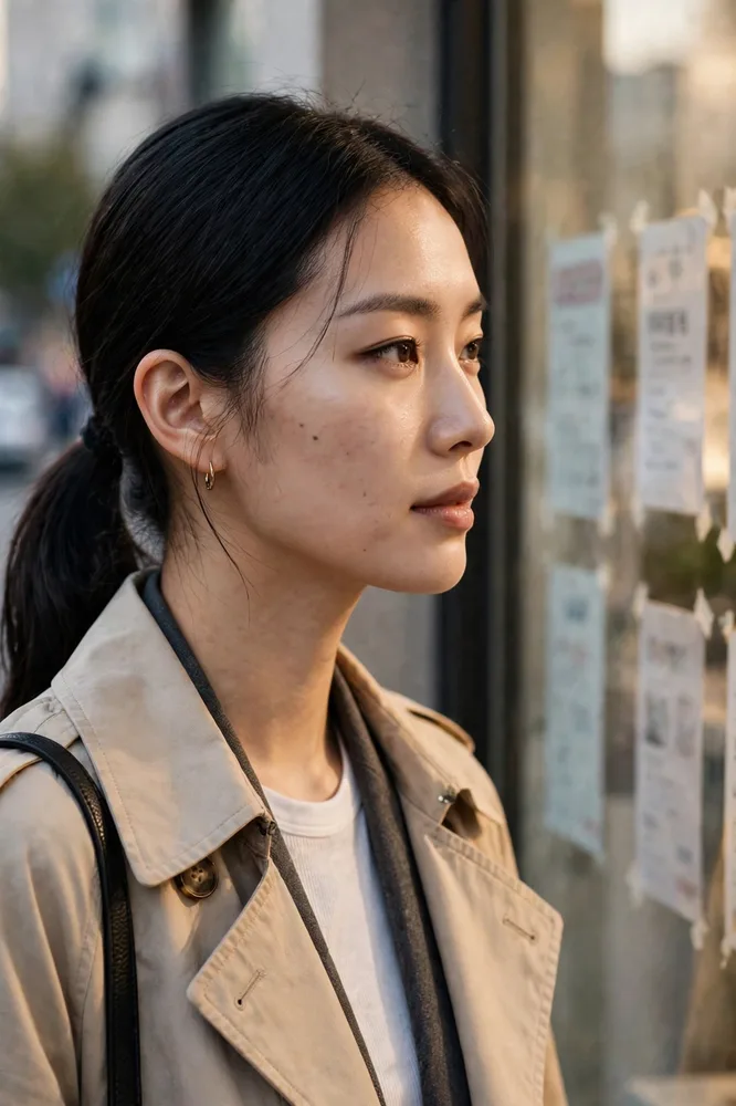 낮의 부동산 중개소. 마음에 드는 방은 우선 밖에서 봅니다.